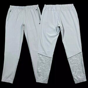 Asics Mens Athletic Woven Jogger Pants Size L (33X31)Gray Reflective Zip Pockets